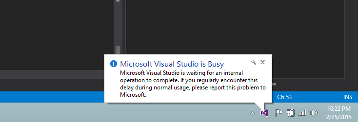 Visual Studio is Busy