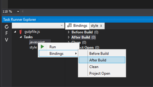 Task Runner Explorer setting binding