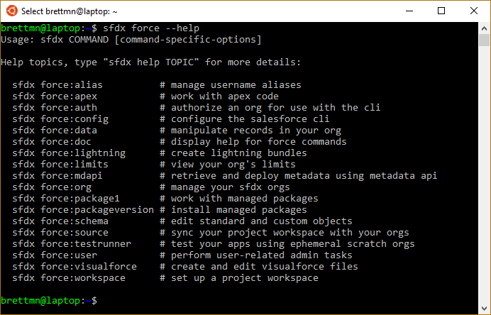 sfdx force --help