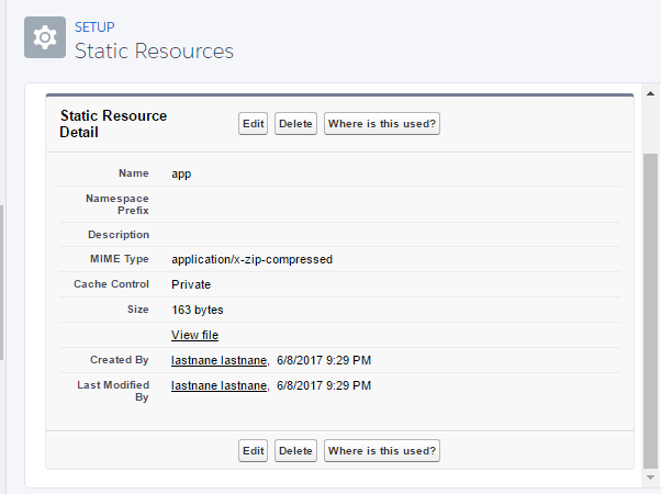 app Static Resource Details