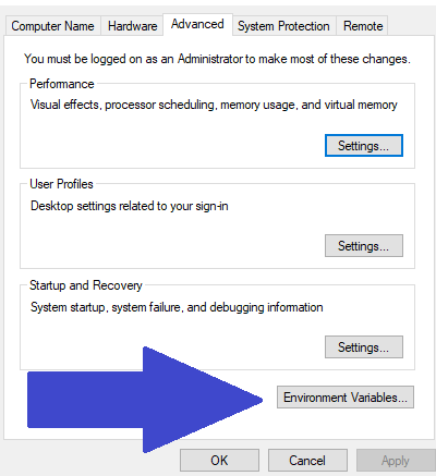 Environment Variables... button