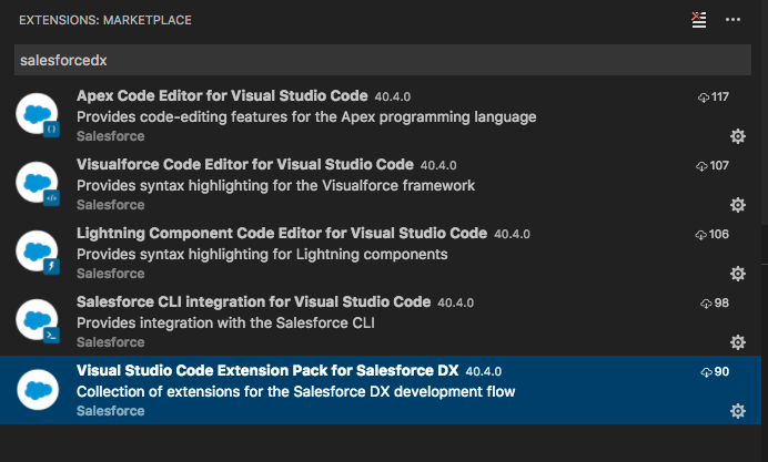 Visual Studio Code Extension Pack for Salesforce DX